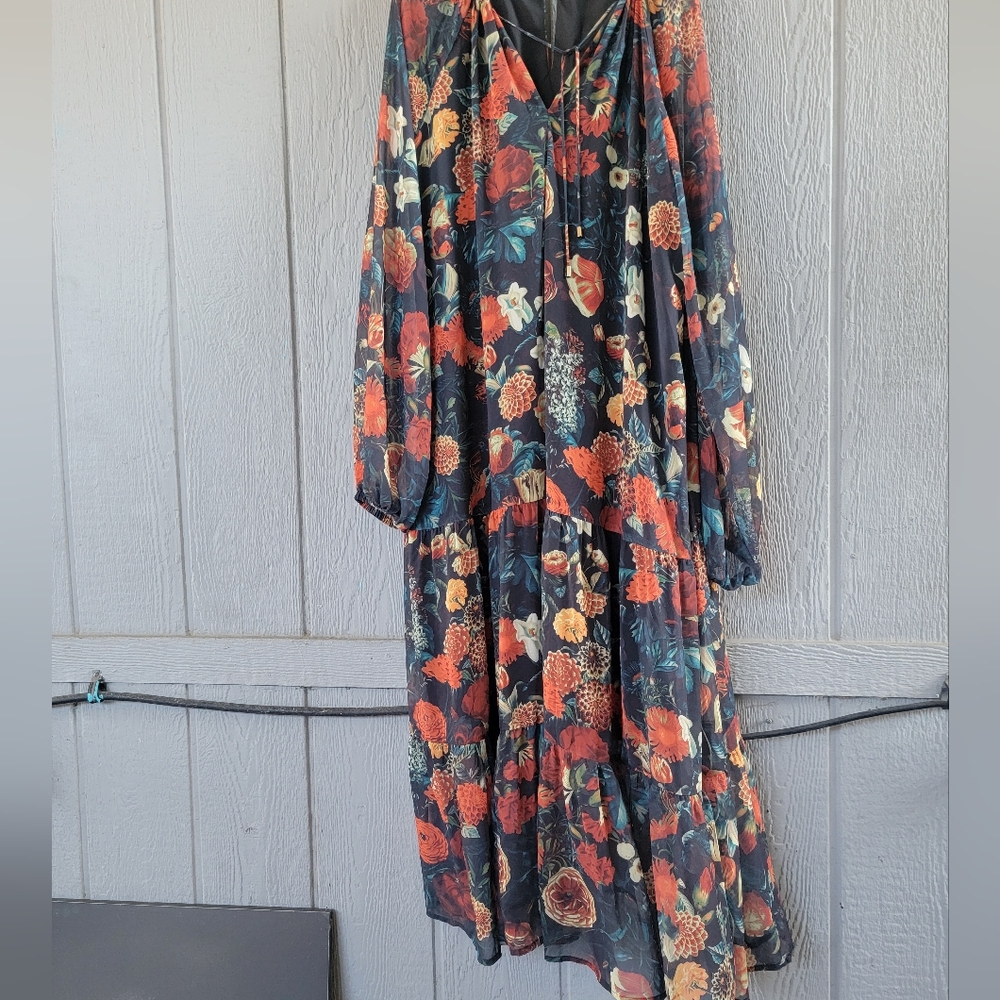 Ivy City Co Imogen Moody Floral Tiered Skirt Maxi Dress 1X - Picture 7 of 12